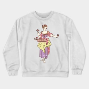 Cute and colorful drawing of an 18th century flower girl Crewneck Sweatshirt